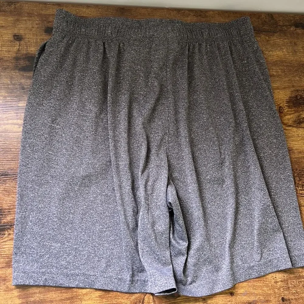 Reebok Heathered Gray Stretchy Soft Drawstring Athletic 8” Shorts